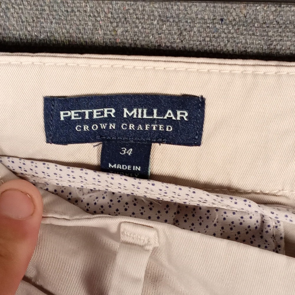 Peter Millar Crown Crafted Mens 34 Chino Shorts Beige Stone Cotton Twill Luxury - Picture 3 of 7